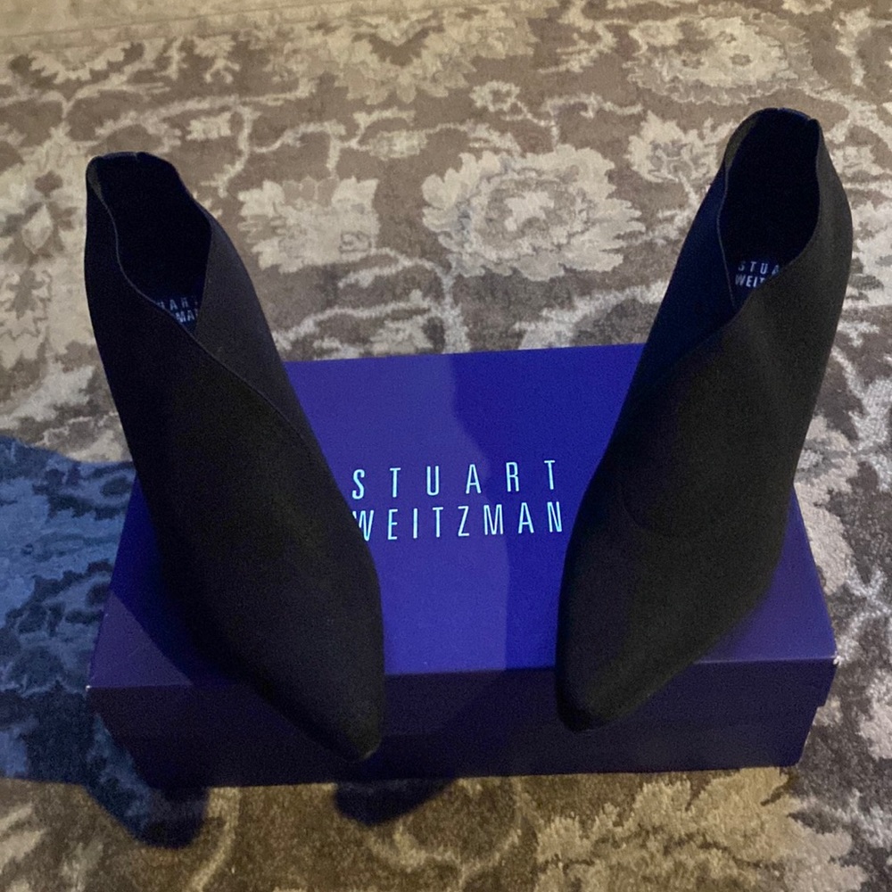 Stuart Weitzman Black Elasticized Fabric Shoe Boo… - image 2